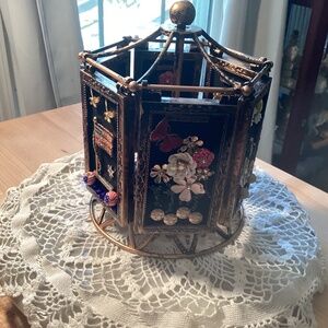 Jewelry art music carousel 12 Artisian crafted repurposed vintage jewelry mantle